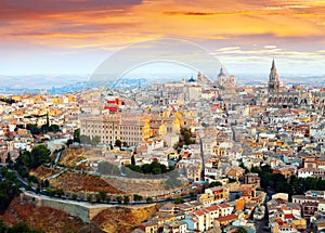 View of Toledo from hill in dawn