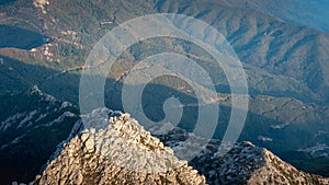 A view from the top of the Agion Oros Athos Mountain in Greece, Halkidiki