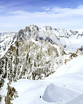 View from the top of the Aiguille du Midi with snow in the summer - Chamonix, Mont Blanc, France, European Alps photo