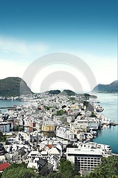 View from the top on Alesund Norway