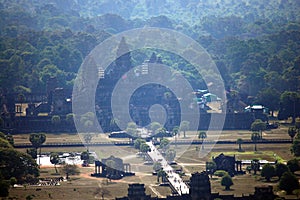 View on top of Angkor Wat at morning in Siemreap city in Cambodia at morning