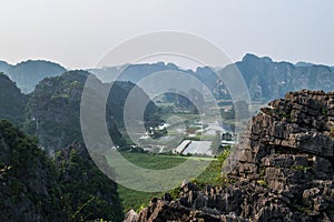 View from Top of Bich Pagoda with Lime Stone Landscape, Vietnam