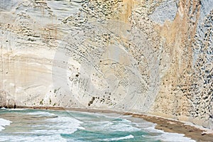 The view from the top of Chiaia di Luna beach in the Ponza island, Lazio, Italy. The beach is closed, due to falling stones