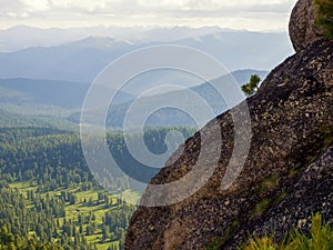 View from the top of the cliff in the Natural Park Ergaki