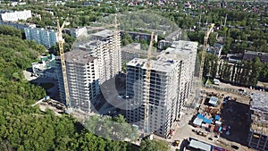 View top. construction of new neighbourhood of multistory buildings.