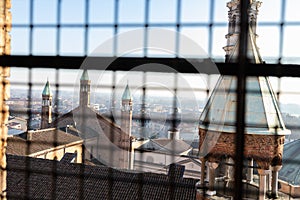 View from the top of Cremona Cathedral and the City in the background, Lombardy - Italy