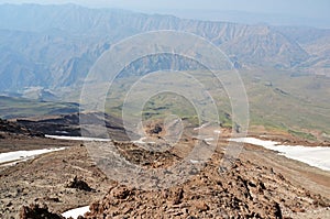 View from top on Damavand slops near 5000 m , Iran