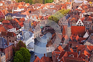 View from top of the Dijver, Bruges, Belgium