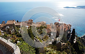 View from the top of the Eze garden on the village