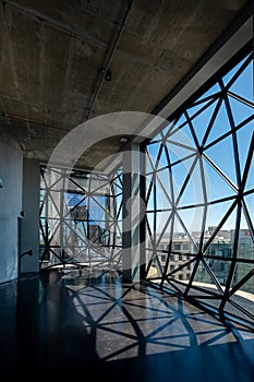 View from the top floor of the Zeitz Mocaa Museum of Contemporary Art Africa, on the V&A Waterfront, Cape Town, South Africa