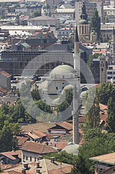 View from the top of Gazi Husrev beg mosque in Sarajevo