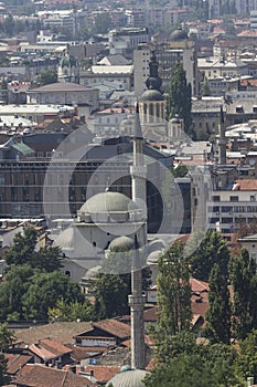 View from the top of Gazi Husrev beg mosque in Sarajevo