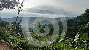 view from the top of the hill with morning light rays