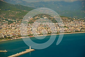 The view from the top of the lighthouse, the sea and the city. Alanya, Antalya district, Turkey, Asia