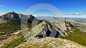 View from the top of the Lovcen mountain where the tomb of the Mausoleum of Peter II Petrovic Njegos is located