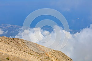 View from the top of Mount Tahtali of Antalya province in Turkey. Popular tourist spot for sightseeing and skydiving