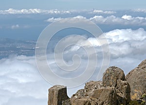 Mount Wellington in Tasmania Australia looking toward the city of Hobart