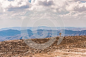 View from the top of the mountain in the early morning to the Judean desert near the town of Mitzpe Ramon in Israel