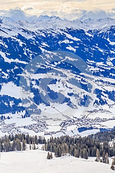 View from the top of the mountain Hohe Salve. Ski resort Soll