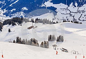 View from the top of the mountain Hohe Salve. Ski resort Soll