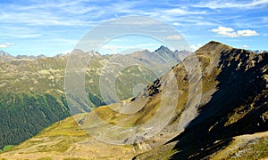 View from the top of mountain Jakobshorn, Swiss Alps. photo
