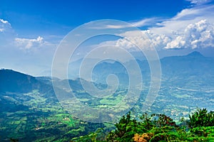 View from top of mountain las nubes next to the village of Jerico, Colombia