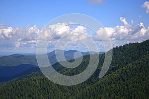 View at the top of the mountains from a high hill