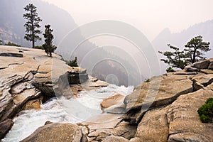 The view from the top of Nevada Falls on a day with smoky sky photo