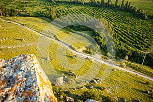 The view from the top of the path . The view from the cliff of the mountain.