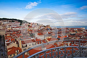 View from the top of the Santa Justa elevator on Lisbon