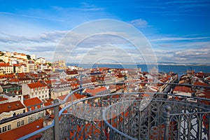 View from the top of the Santa Justa elevator on Lisbon