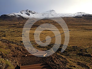 View from top of Saxholl Volcano, Snaefellsjokull, Snaefellsnes Peninsula, Vesturland, Iceland photo