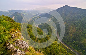 View from the top of Sokolica in Pieniny. Poland