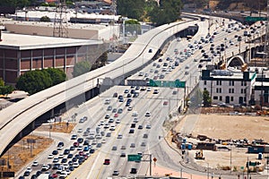 View from top of traffic road in Los Angeles