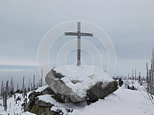 view from the top of Trojmezna mountain in bohemian forest