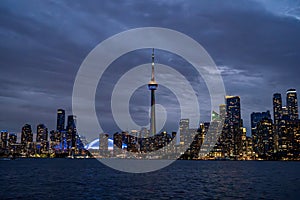 View of Toronto Downtown skyline at night.
