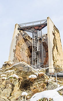 View of Torre dels Moros tower in Les Bons village near Encamp. Andorra