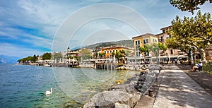 View of Torri Del Benaco on Lake Garda Italy