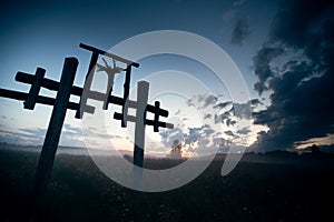 View of Totem in the village of Old Believers in the Russian outback.