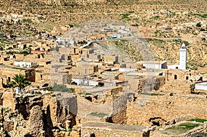 View of Toujane, a Berber mountain village in southern Tunisia