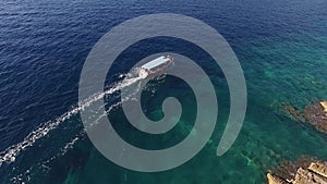 View of a tourist boat sailing near the island of Mamula