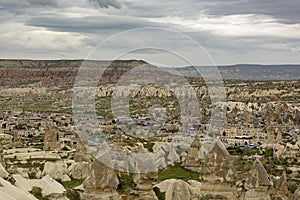 View of the tourist town of GÃ¶reme