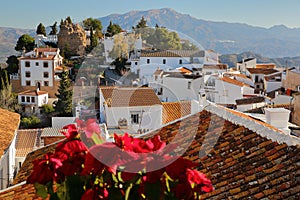 View towards the Arabic castle in Comares, Axarquia photo