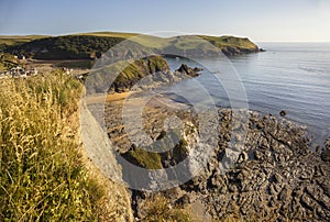 View towards Bolt Tail from Hope Cove, Devon, England