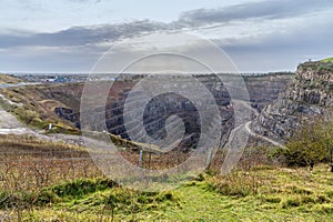 A view towards Croft Quarry from Huncote Nature reserve in Leicestershire, UK