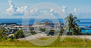 A view towards the cruise port and docks in Bridgetown, Barbados