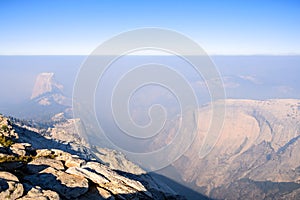 View towards Half Dome on a day with smoke covering the landscape; Yosemite National Park photo