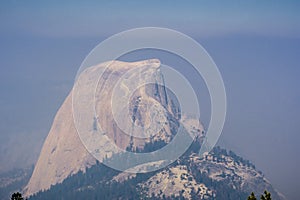 View towards Half Dome on a day with smoke covering the landscape; Yosemite National Park photo