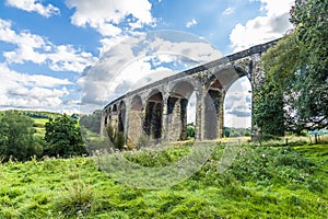 A view towards the Hewenden viaduct, Yorkshire, UK