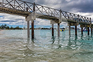 A view towards a high level jetty on Carlisle beach in Bridgetown, Barbados